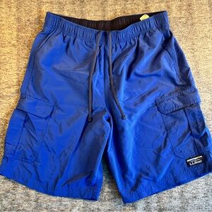 L.L Bean Royal Blue Mens Supplex Sports Shorts Nylon Cargo Swim Trunks Size M